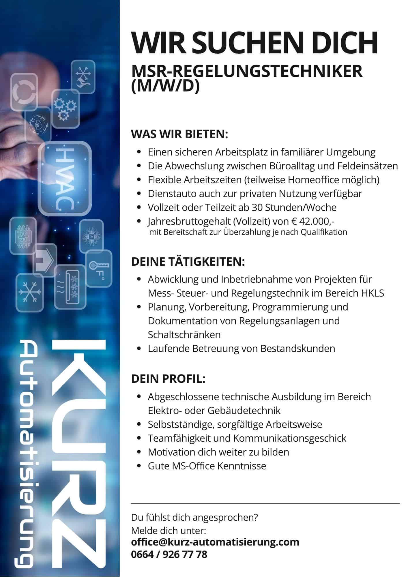 Stellenausschreibung KURZ Automatisierung